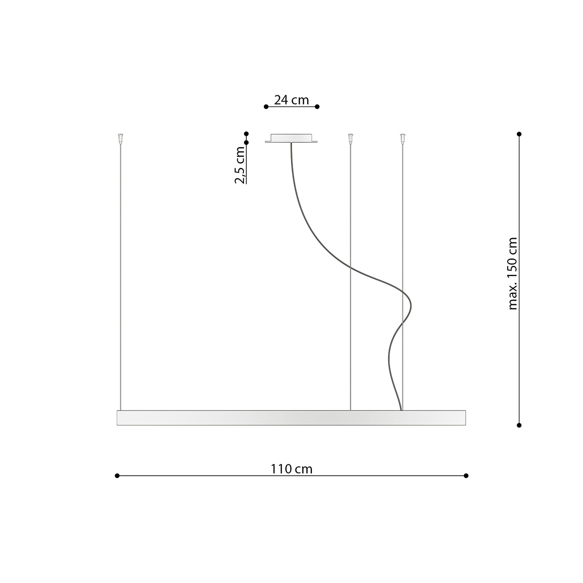 kroonluchter-rio-110-zwart-3000k