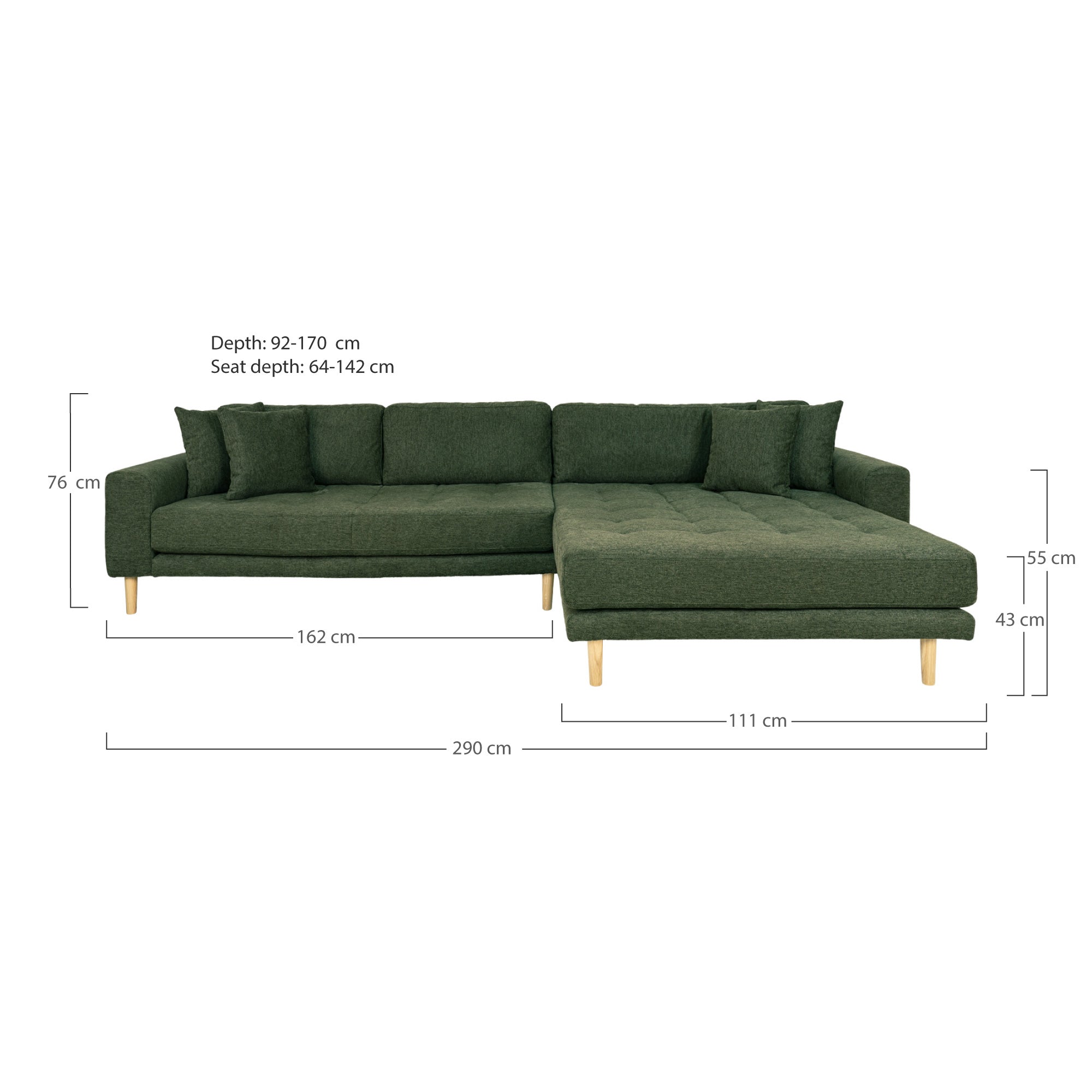 Loungebank Lido Rechts - Olijfgroen - Pochon