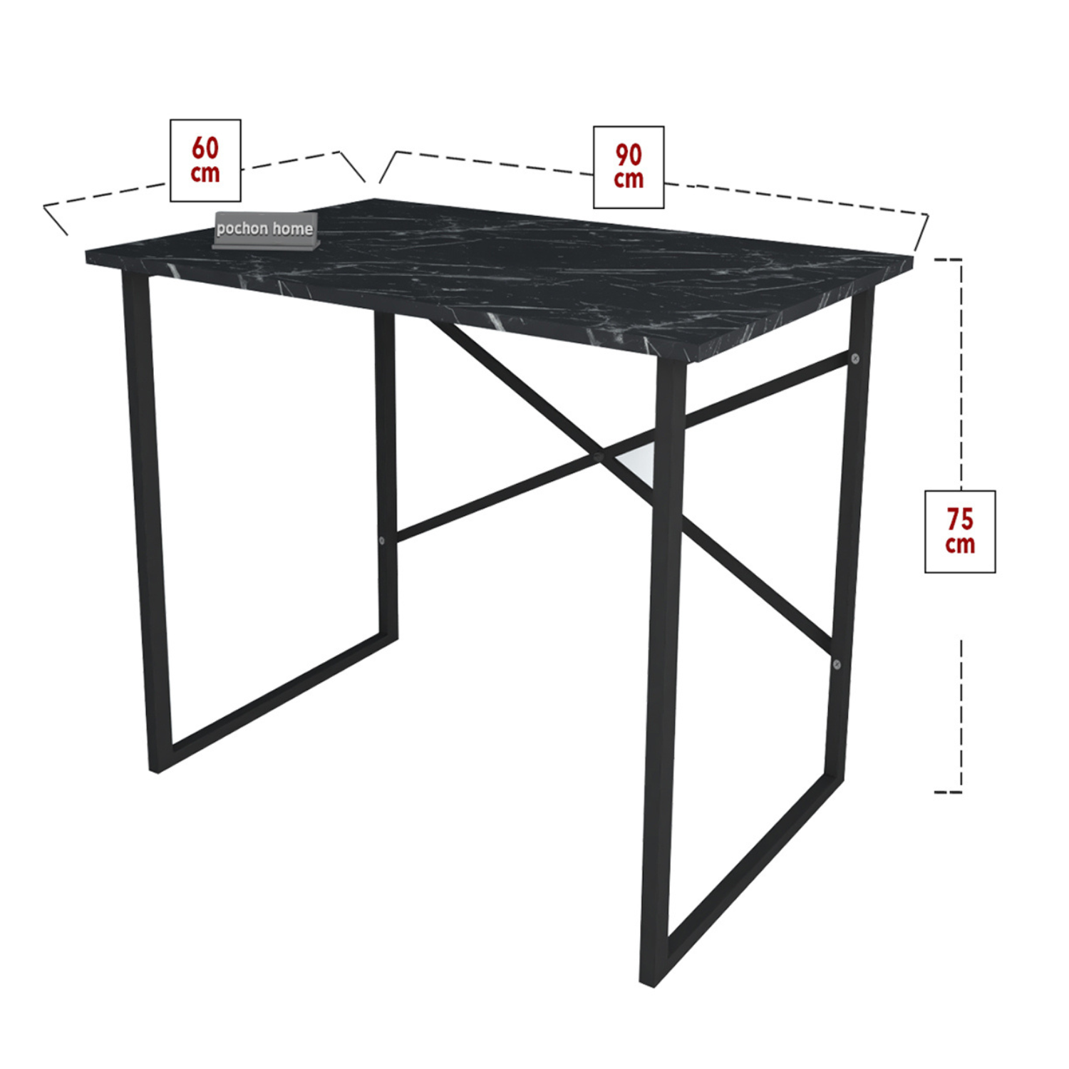 Bureau Lelie - Zwart Marmer - Pochon