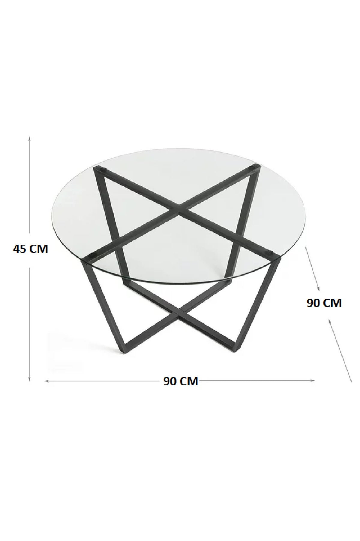 Moderne Zwarte Metalen Frame Met Getemperd Glazen Ronde Salontafel  Pochon