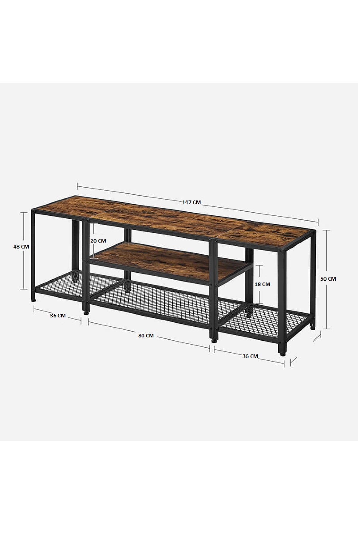 Industriële Ontwerp 3-Vaks TV Meubel Met Gaas Detail TV Console  Pochon