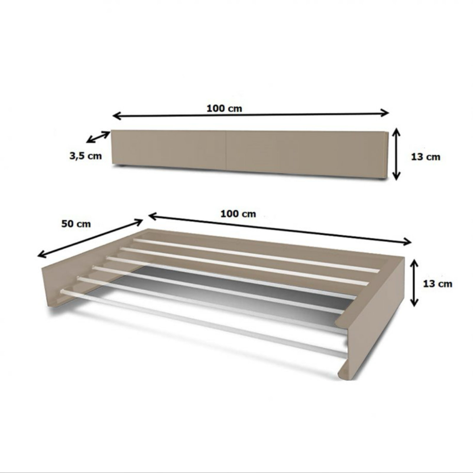 Wanddroogrek cappuccino - 100cm - Pochon