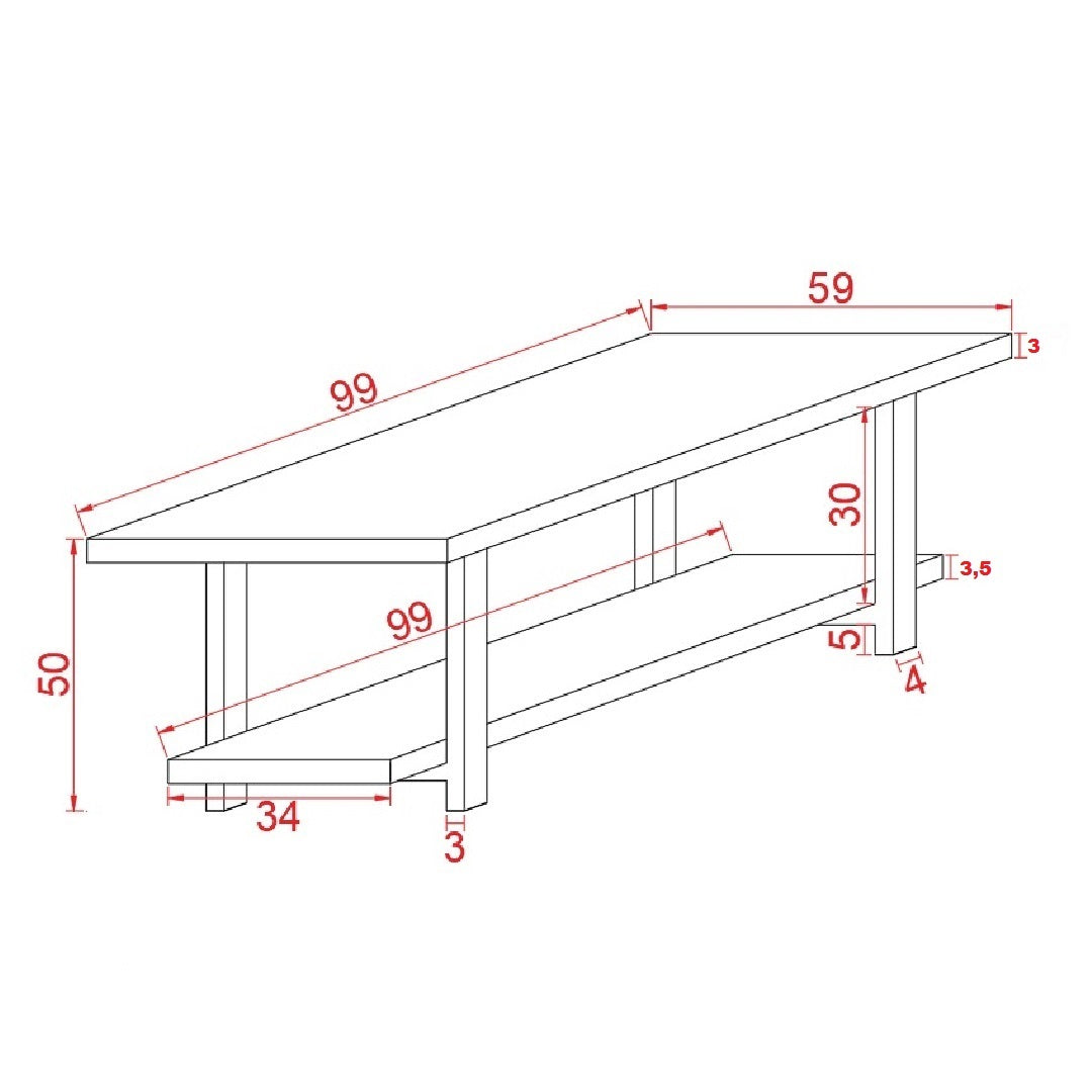 Massief Houten Natuurlijke Salontafel Met IJzeren Frame 2-Laags Tafel  Pochon