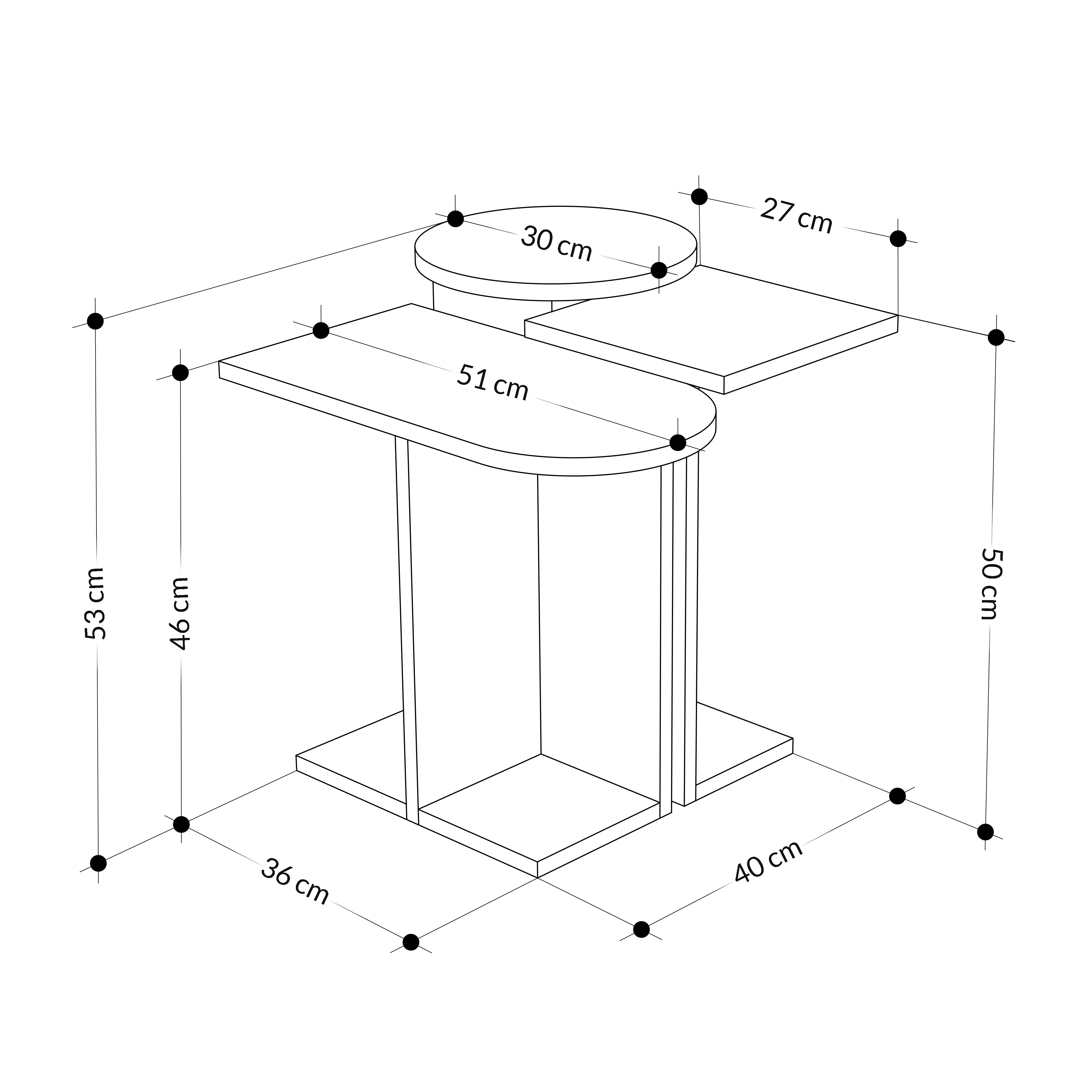 Bijzettafel Mund - Antraciet/Pijnboom/Wit - Pochon