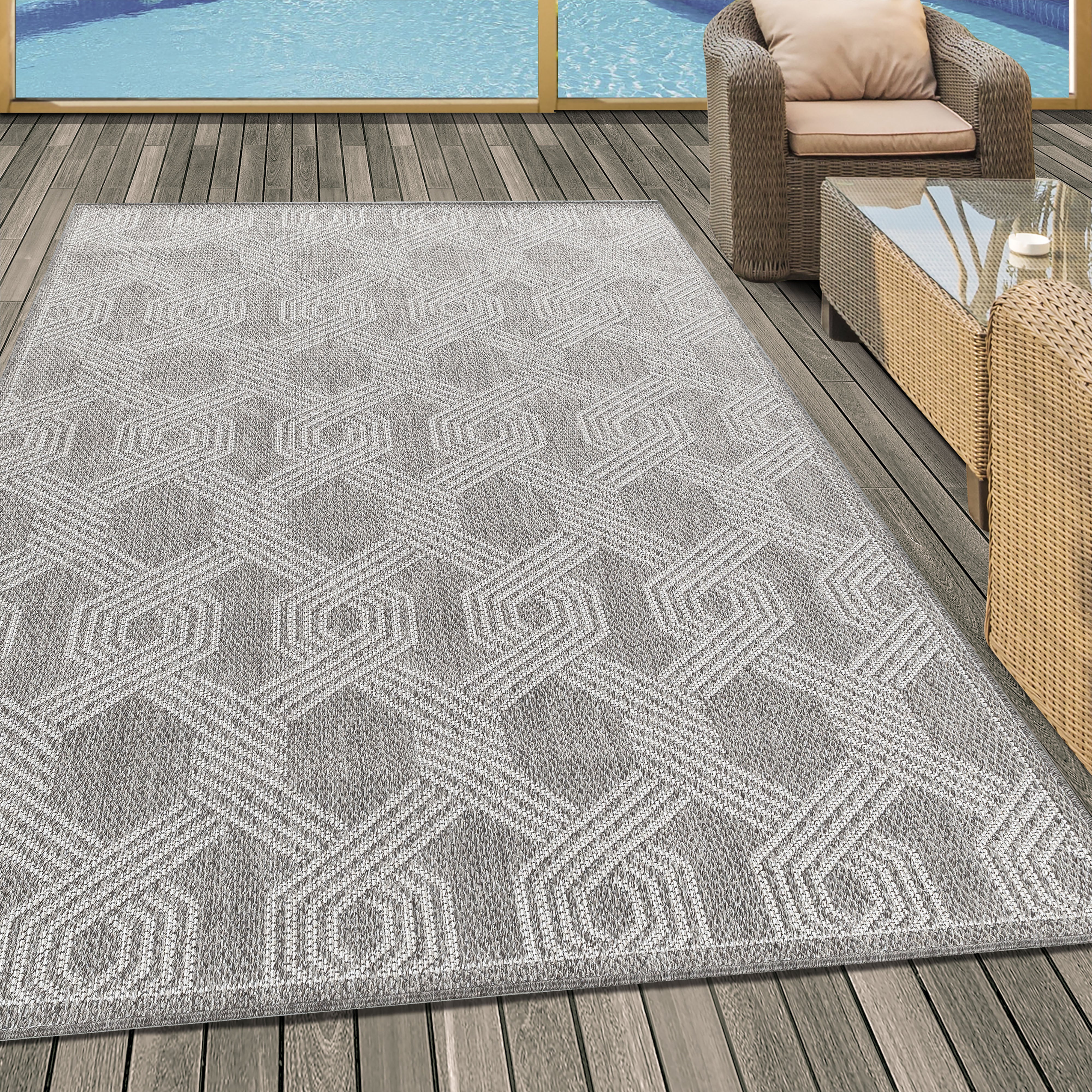 Tapijt Aruba - 160x230 - Geometrisch - Grijs  Pochon