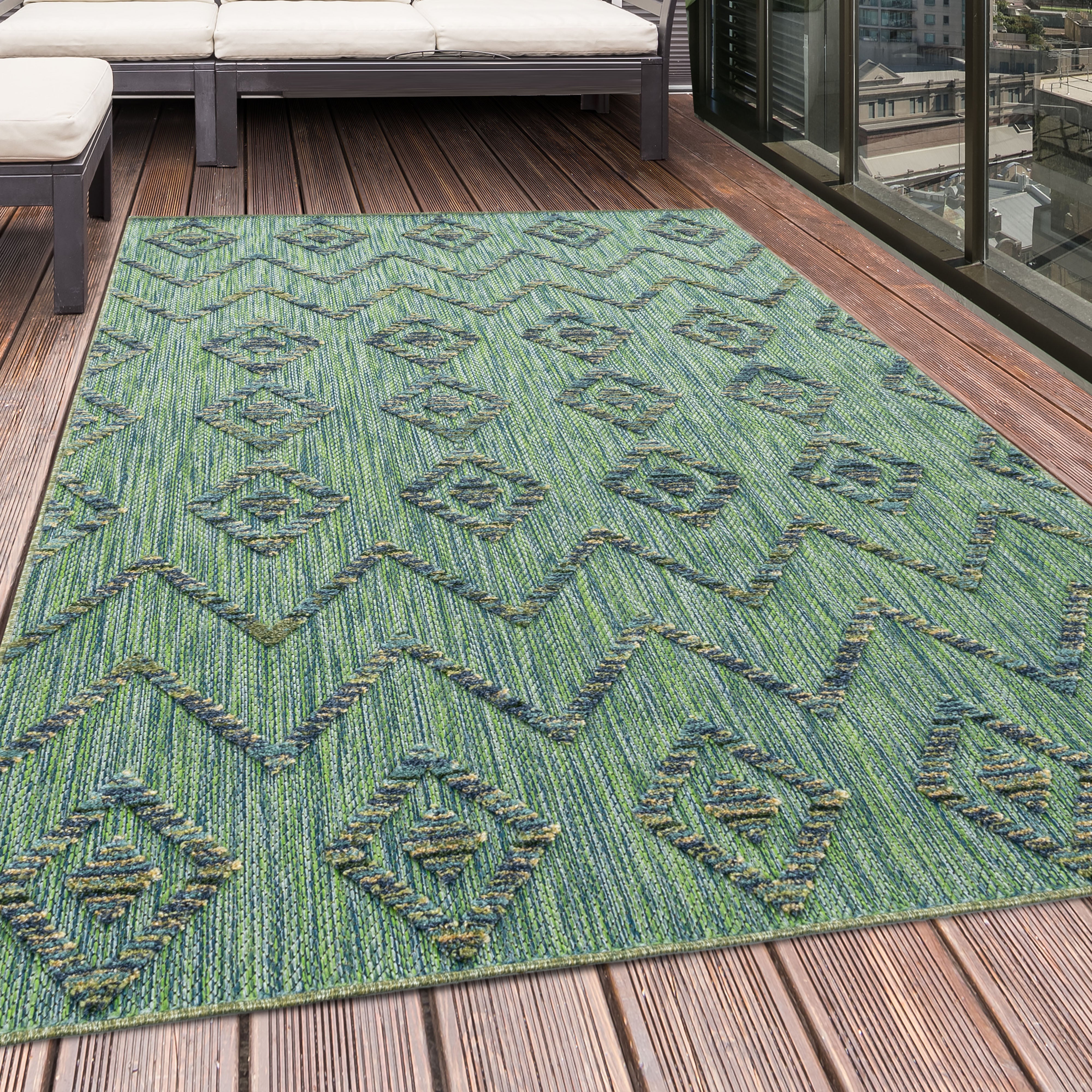 Tapijt Bahama - 120x170 - Boho - Groen  Pochon