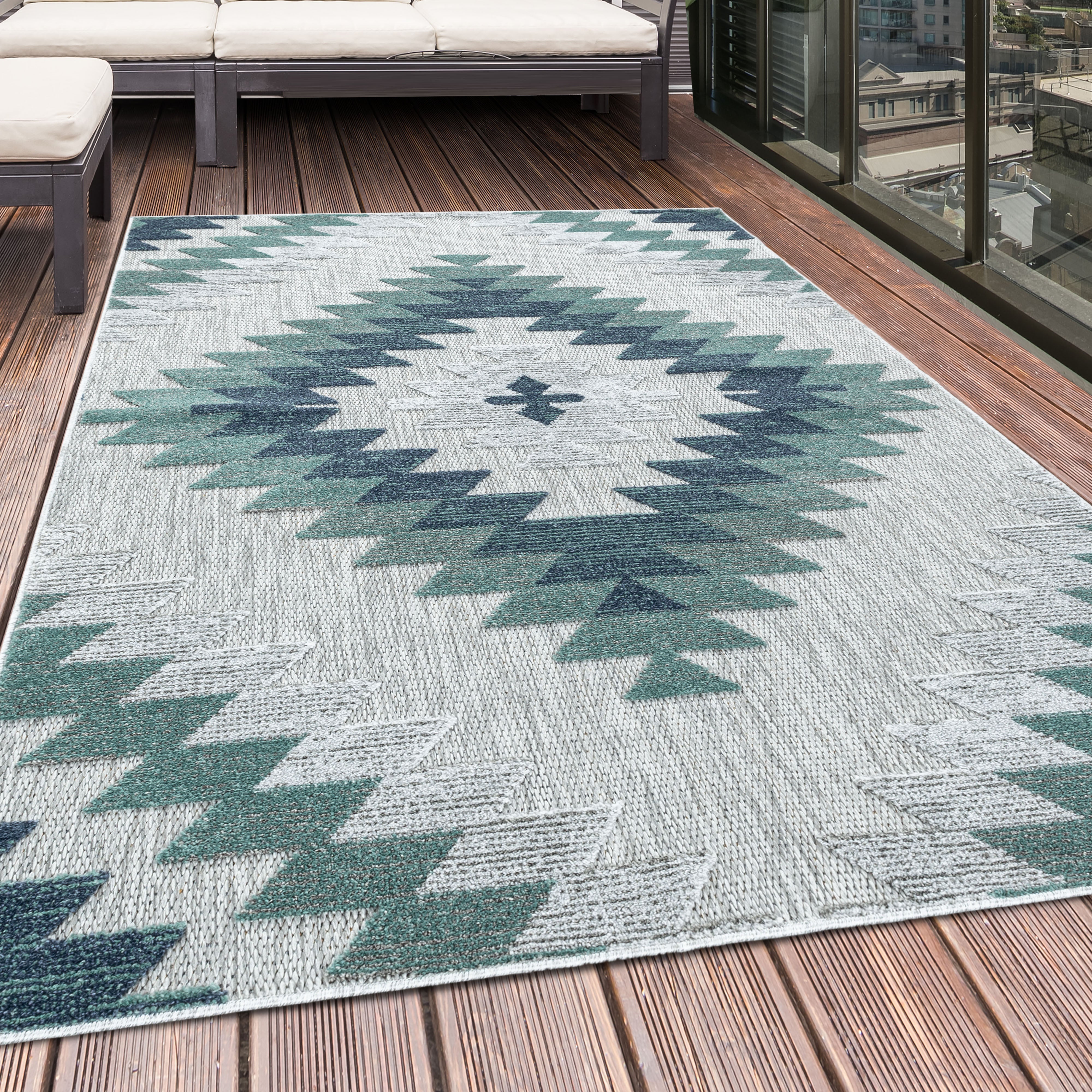 Tapijt Bahama - 200x290 - Geometrisch - Blauw  Pochon