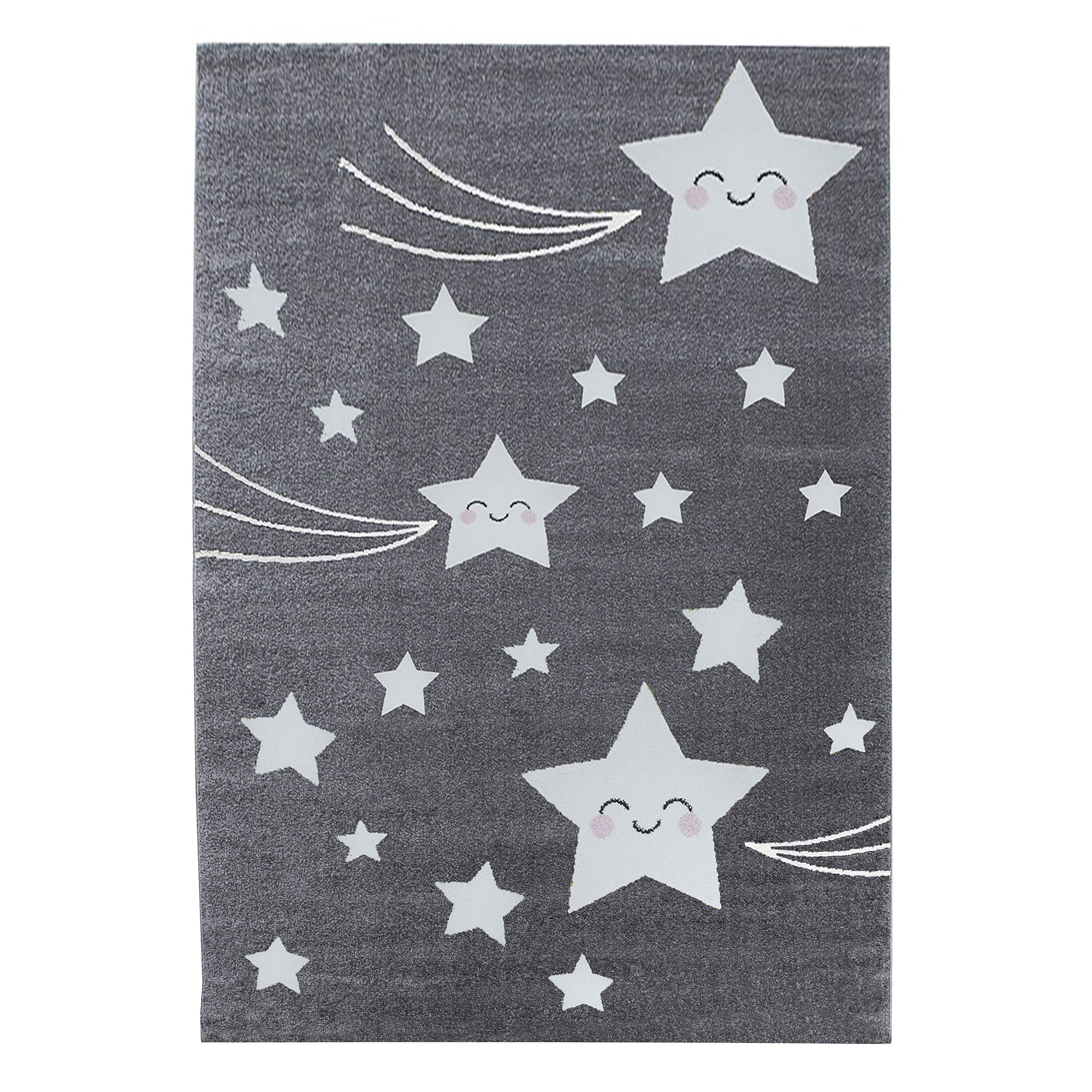 Tapijt Kids - 80x150 - Sterren - Grijs  Pochon