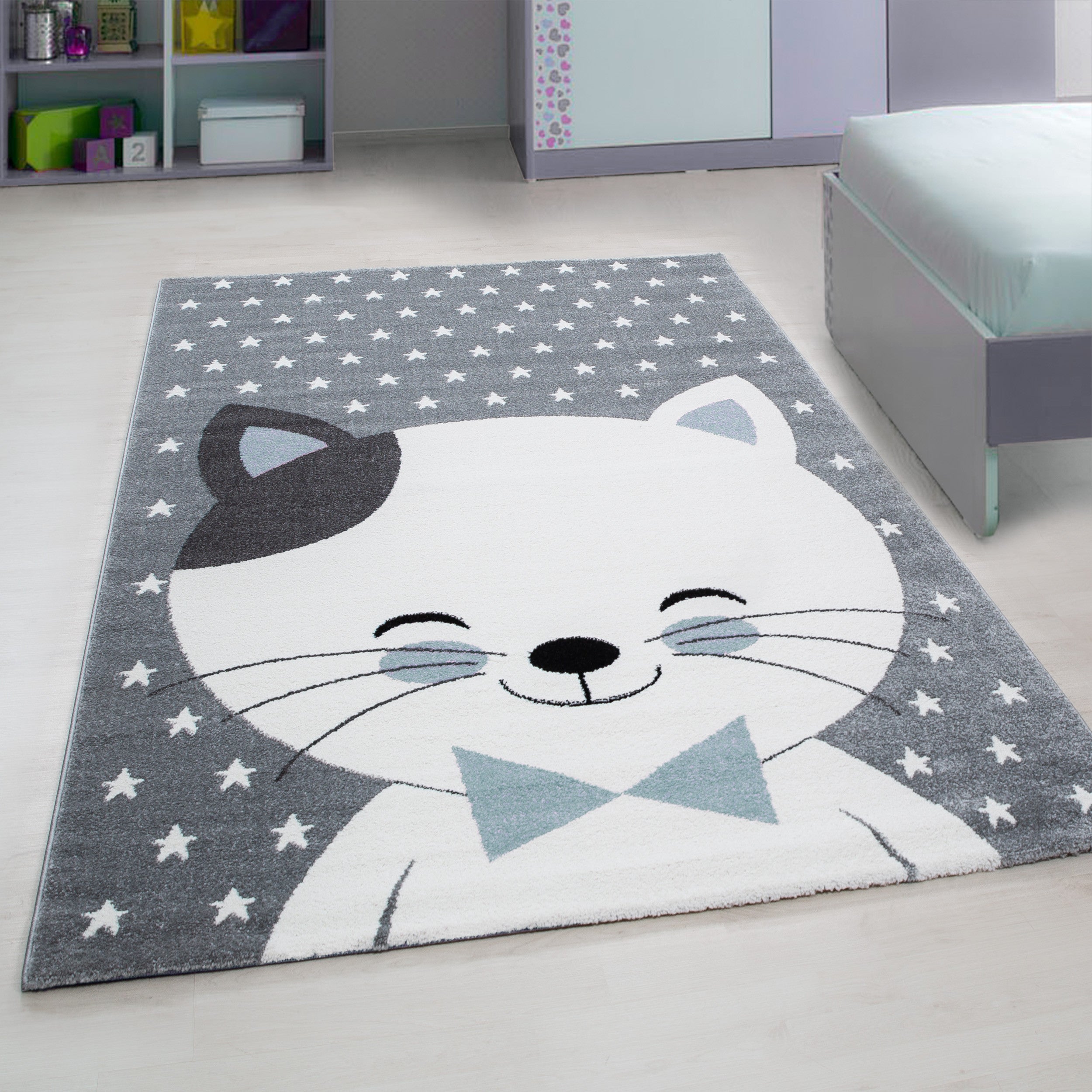 Tapijt Kids - 160x230 - Katten - Blauw  Pochon