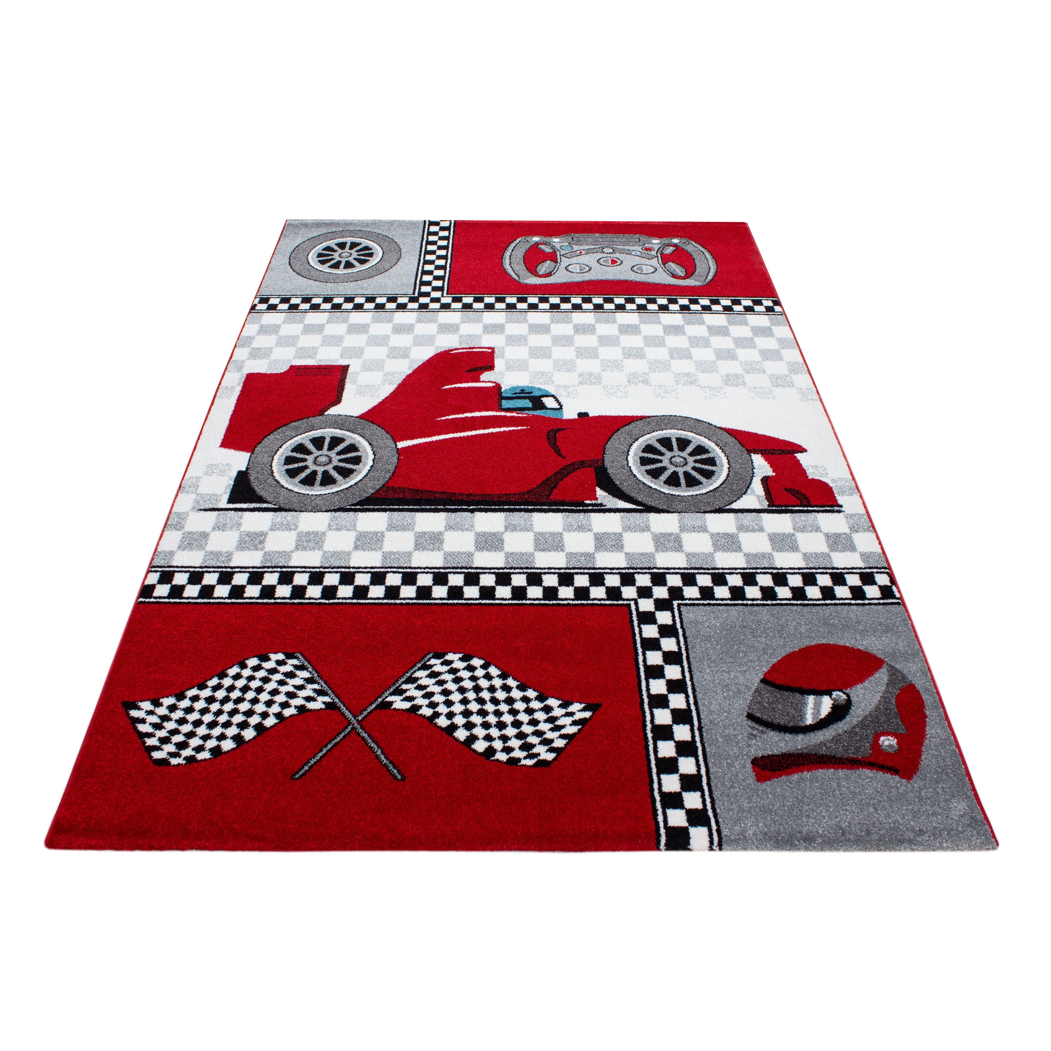 Tapijt Kids - 80x150 - Race Auto - Rood  Pochon