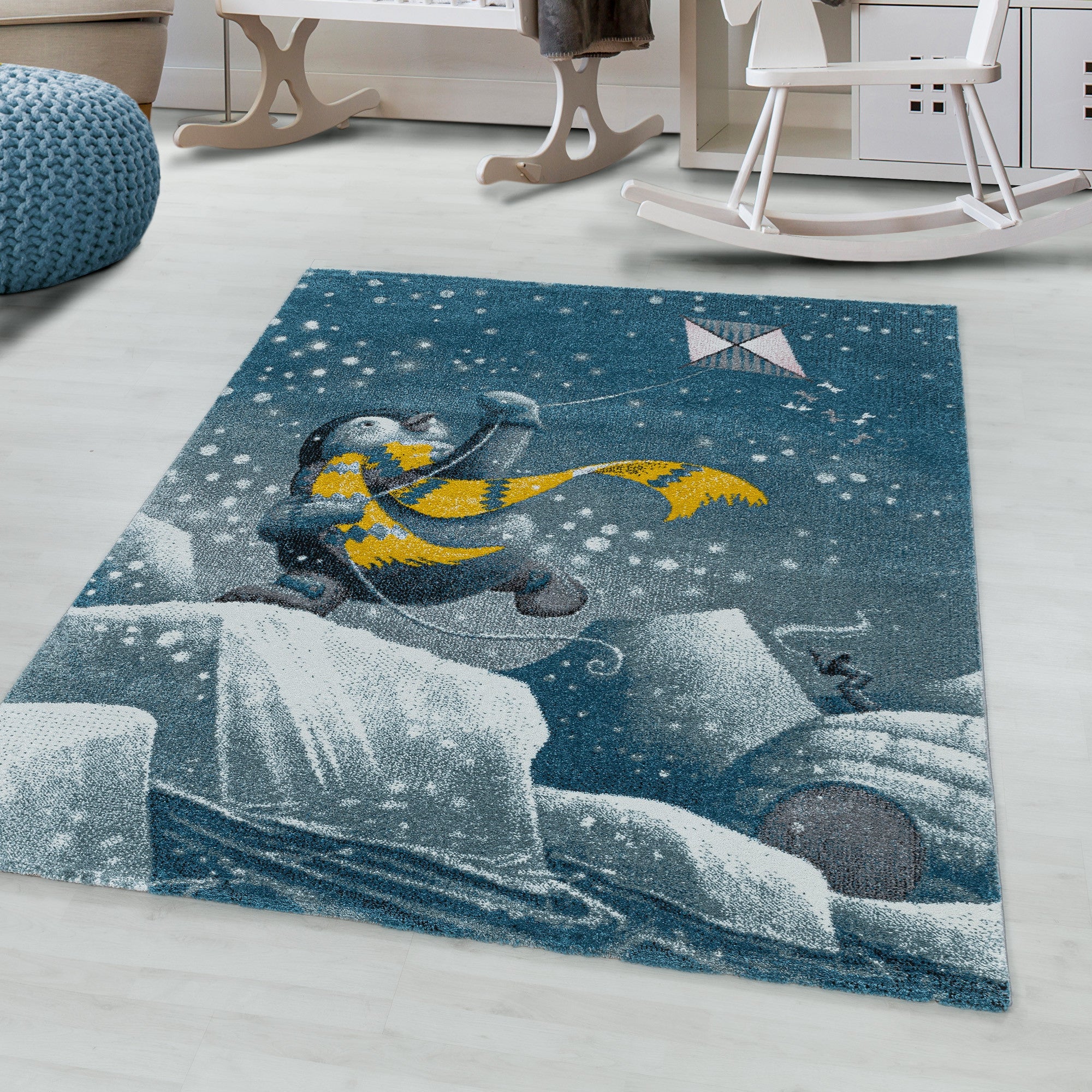 Tapijt Funny - 80x150 - Pinguin - Blauw  Pochon