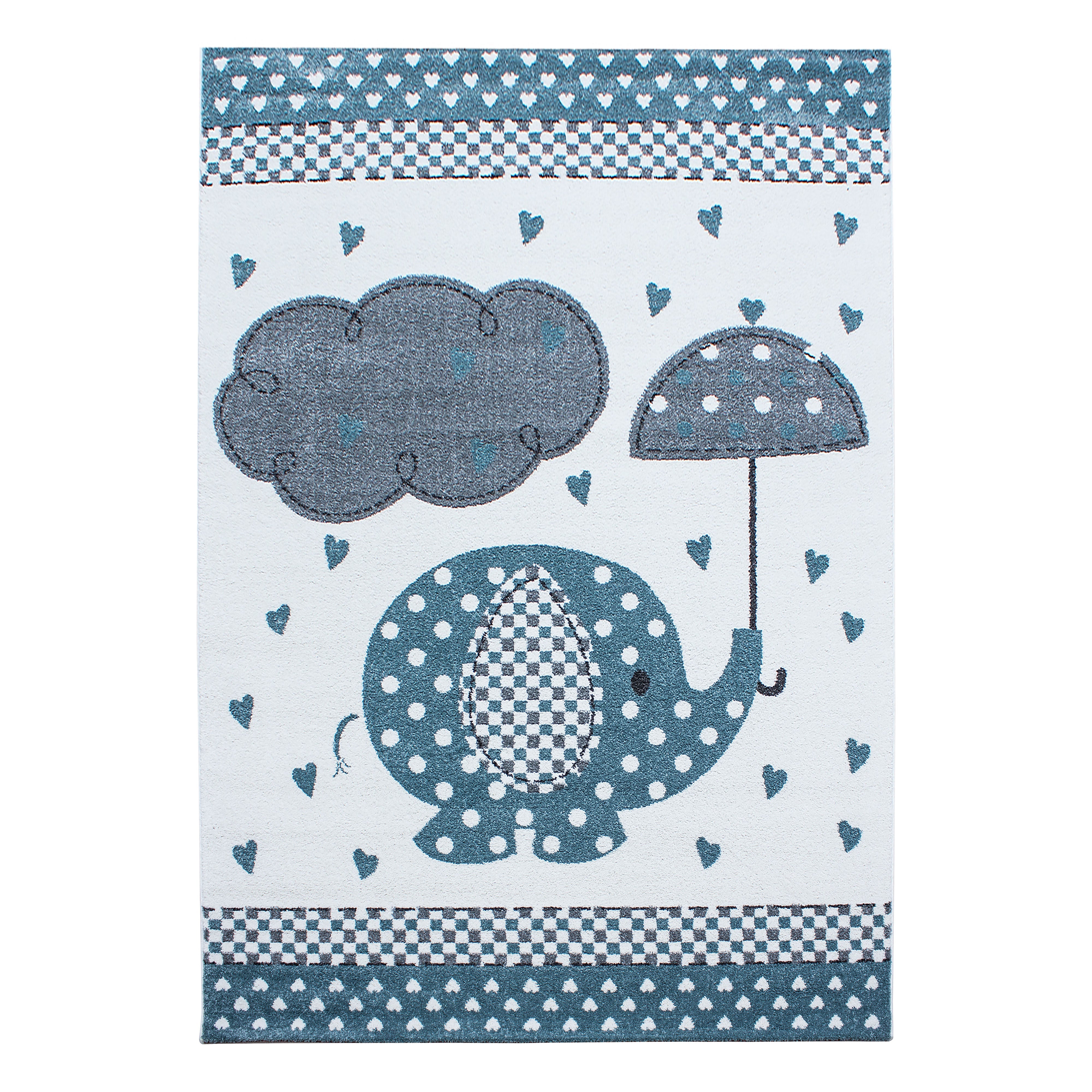 Tapijt Kids - 80x150 - Olifant - Blauw  Pochon