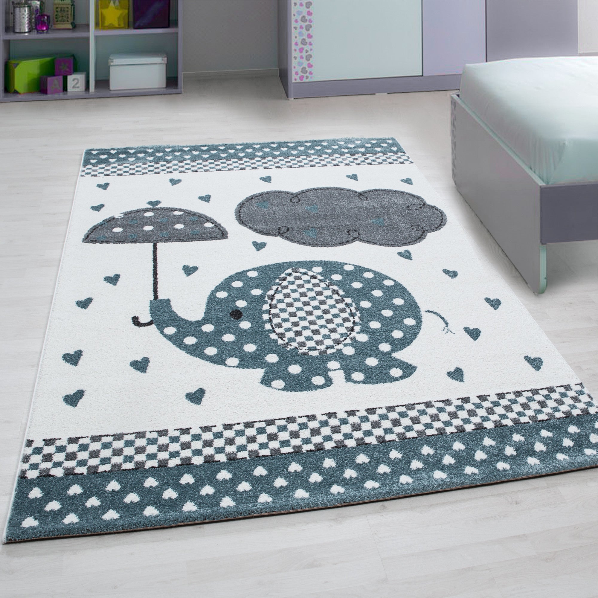 Tapijt Kids - 200x290 - Olifant - Blauw  Pochon