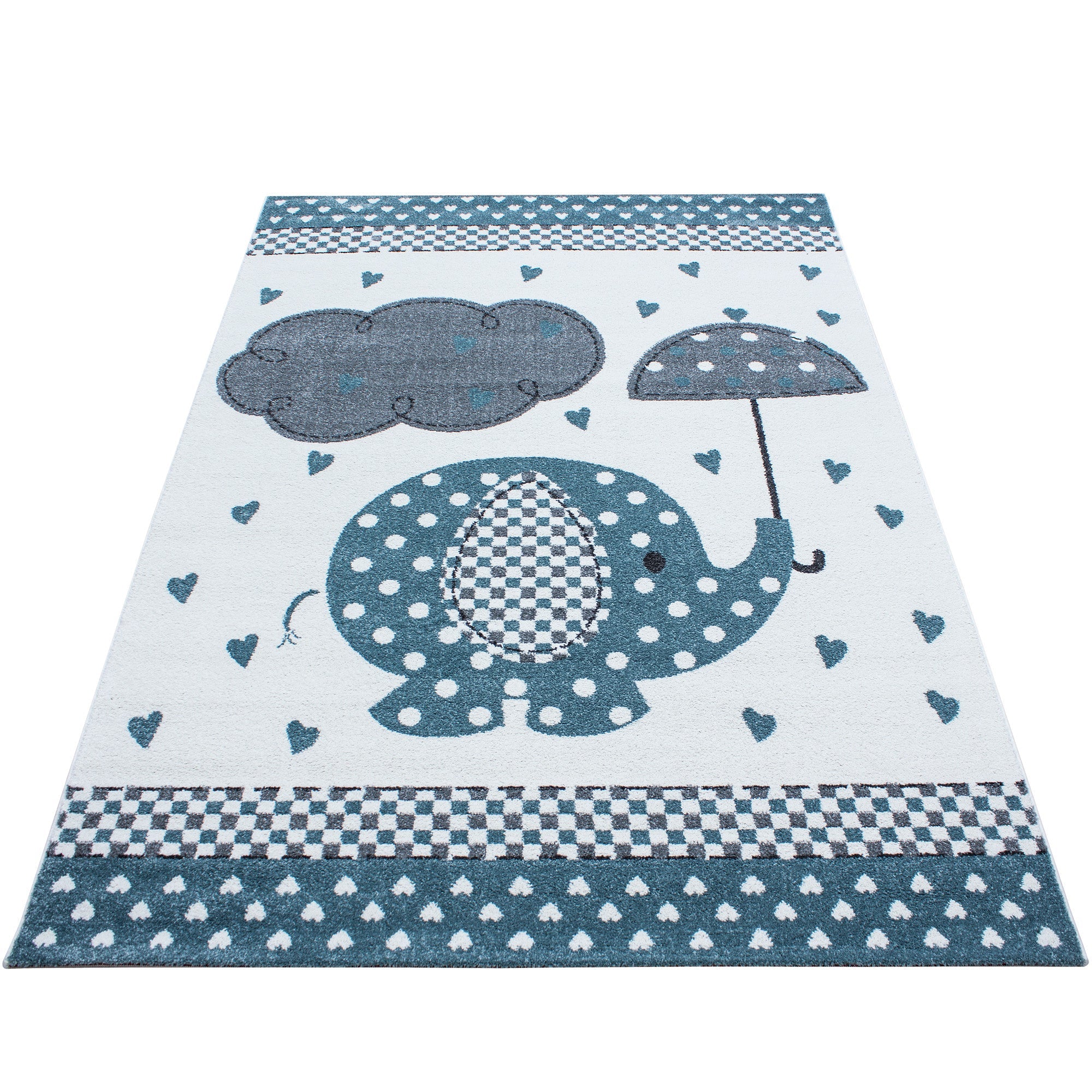 Tapijt Kids - 80x150 - Olifant - Blauw  Pochon