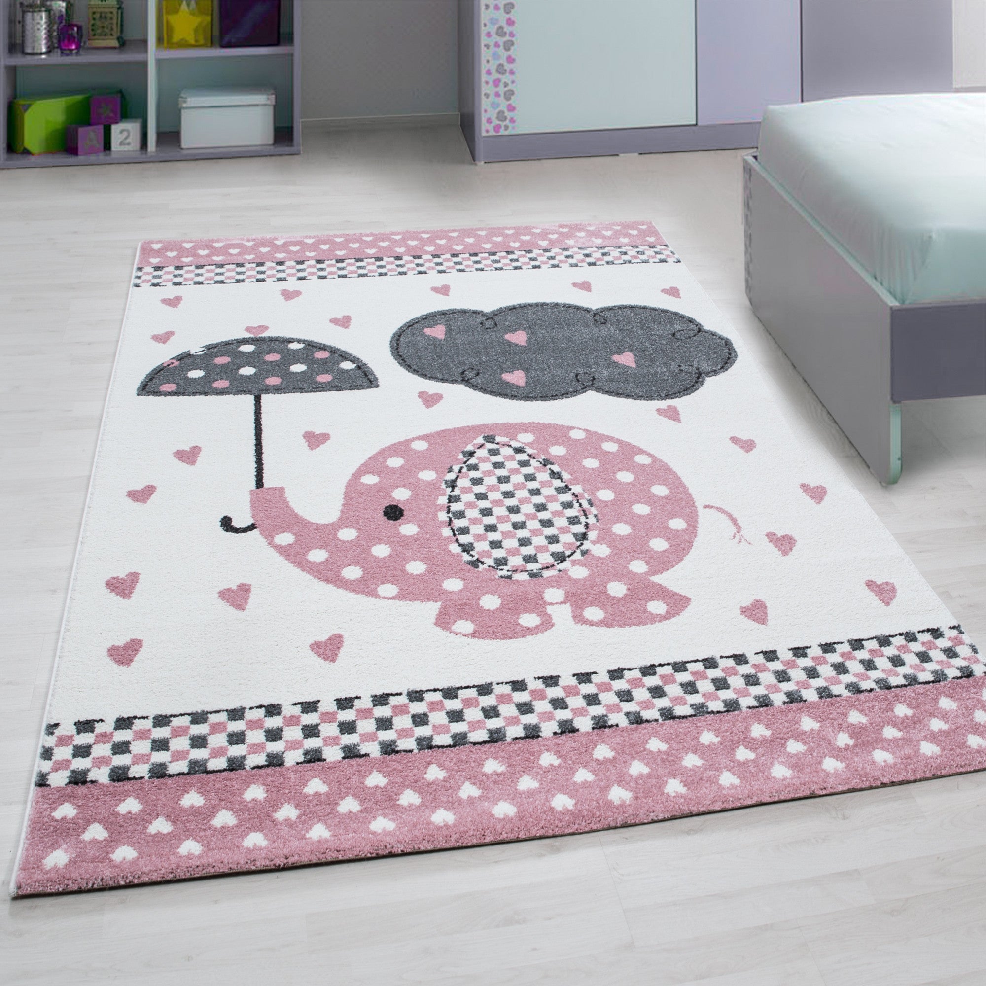 Tapijt Kids - 80x150 - Olifant - Roze  Pochon