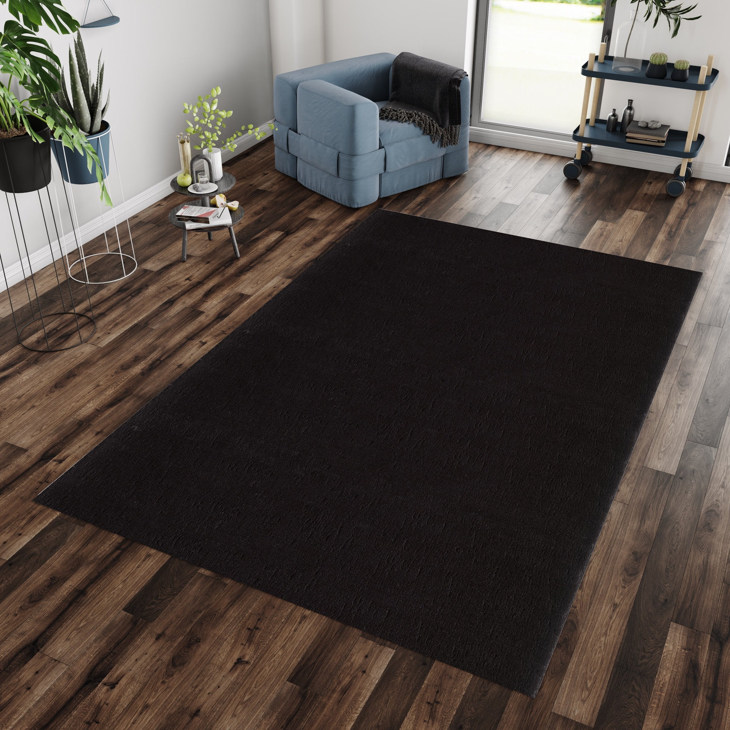 Tapijt Catwalk - 120x160 - Effen - Zwart  Pochon